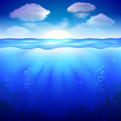 Fototapeta na wymiar Sky and underwater background vector