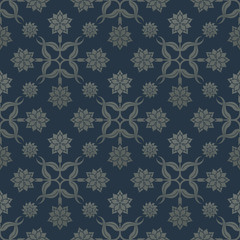 Floral blue seamless pattern. Decoration for wallpaper, fabrics, tiles and mosaics. Perfect for greetings, invitations and announcements. Floral elements, ornate background. Editable vector file.