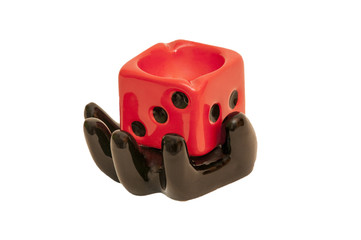 Isolated ashtray black and red on white background