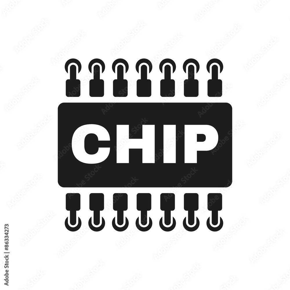 Poster the chip icon. microchip and microcircuit symbol. flat