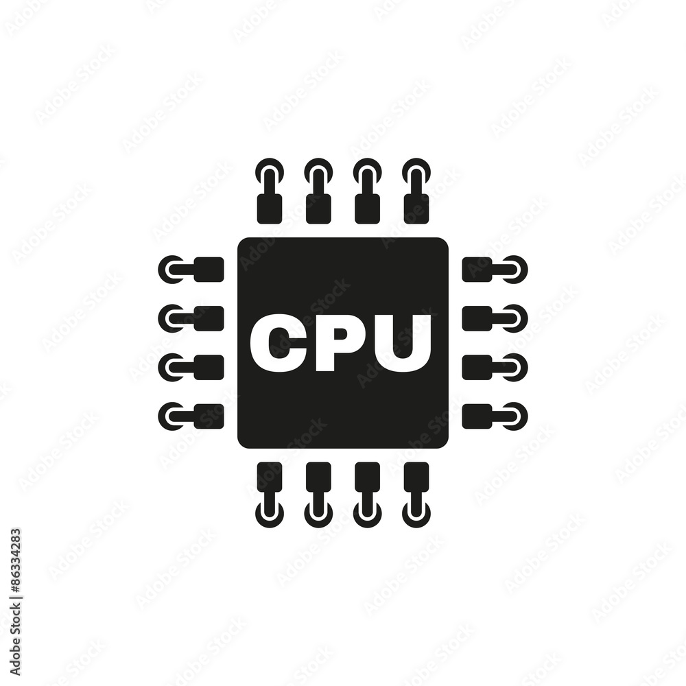 Aufkleber the cpu icon. microprocessor and processor symbol. flat