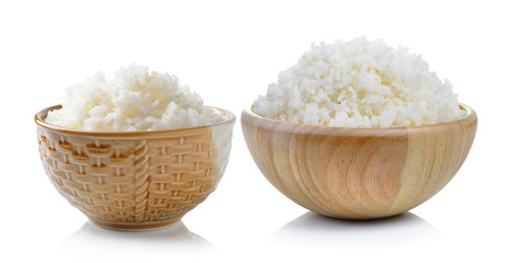 rice in  bowl on white background