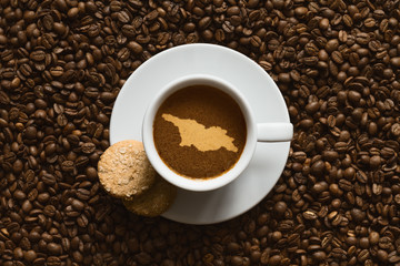 Still life - coffee with map of Georgia