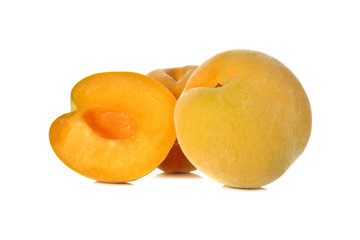 ripe peach on white background