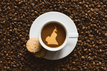 Still life - coffee with map of Cameroon