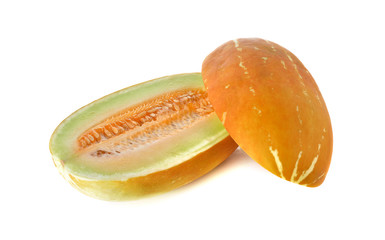 half cut Thai Muskmelon on white background