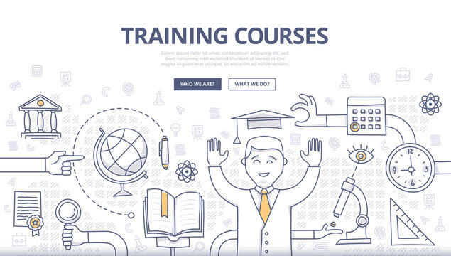 Training Courses and Education Doodle Concept
