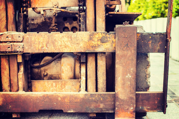 Yellow old folk lift truck - Instagram filter