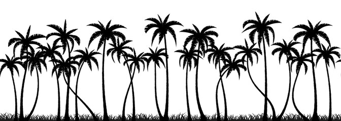 Palm trees silhouette seamless vector pattern