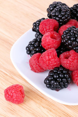 Blackberry and raspberries
