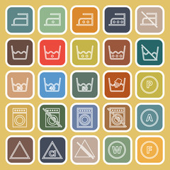 Laundry line flat icons on yellow background