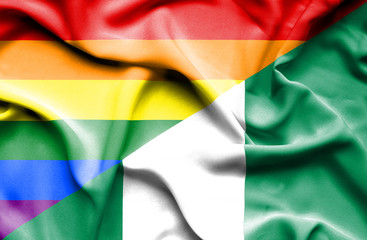 Obraz premium Waving flag of Nigeria and Pride