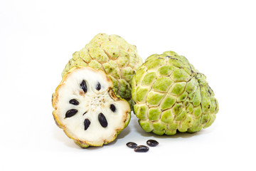 Thailand fruit custard apple on white background