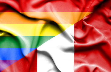 Fototapeta premium Waving flag of Peru and Pride