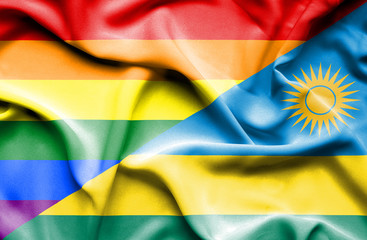 Waving flag of Rwanda and Pride