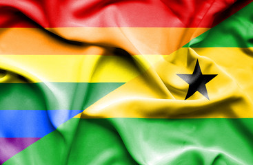 Waving flag of Sao Tome and Principe and Pride