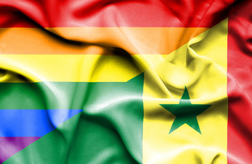 Waving flag of Senegal and Pride