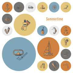 Summer and Beach Simple Flat Icons