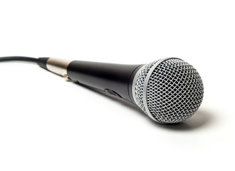 Microphone close up isolated on white background 