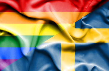 Waving flag of Sweden and Pride