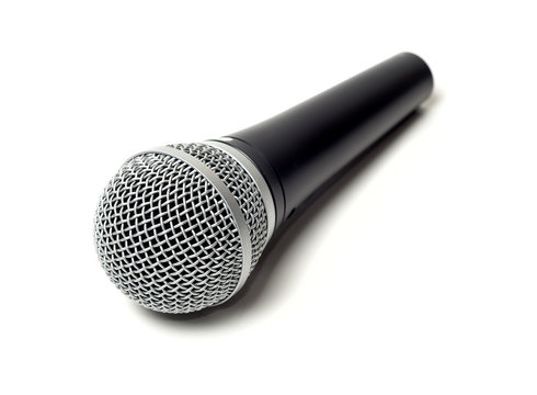 Microphone close up isolated on white background 