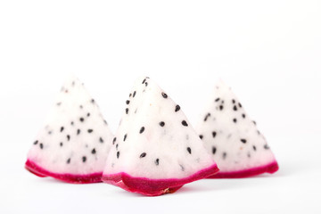 Three pieces of dragon fruit