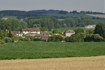 Fototapeta na wymiar Maisons et fermes du village de champagne dans le Périgord Vert