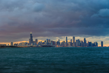 Chicago Skyline at dusk