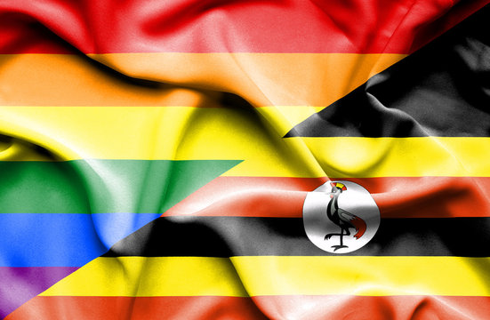 Waving flag of Uganda and Pride
