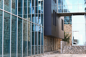 building glass reflection street