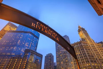 Küchenrückwand glas motiv Chicago Riverwalk sign © f11photo