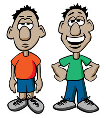 Cartoon Males with Happy and Sad Expressions