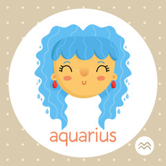 Aquarius zodiac sign, girl with water drops