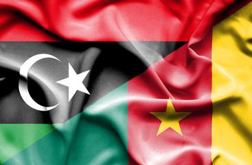 Waving flag of Cameroon and Libya