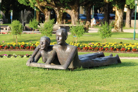 Sculpture in the Austrian town of Strobl / The alpine village Strobl in rural Austria