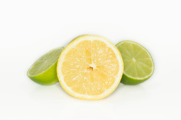 lime and lemon isolated