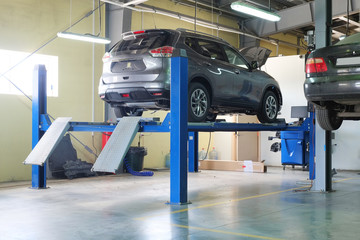 Serpuhov, Russia, June, 23, 2015: Cars in a dealer repair station in Serpuhov, Russia