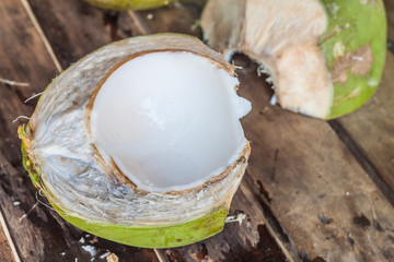 Cleaved fresh coconut