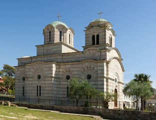 Fototapeta na wymiar Tivat city, Montenegro. Church of St. Sava.