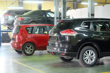 Serpuhov, Russia, June, 23, 2015: Cars in a dealer repair station in Serpuhov, Russia