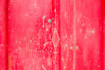 Old red wooden door