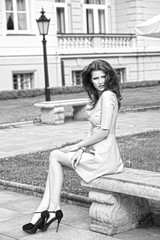 Obraz premium lovely woman in old park . BW shot
