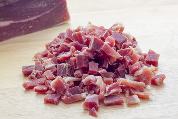 Raw diced bacon