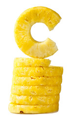 Fresh Juicy Peeled Pineapple. Rich with Vitamin C. Isolated on white background