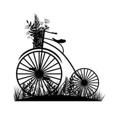 Vintage bicycle silhouette on white background - 86349456