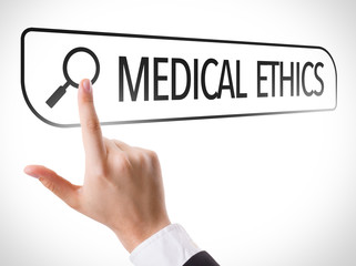 Medical Ethics written in search bar on virtual screen