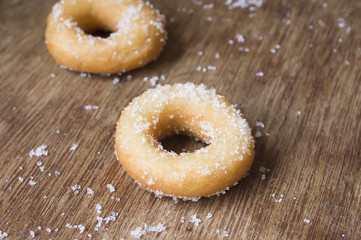 Mini fresh donut on white plate