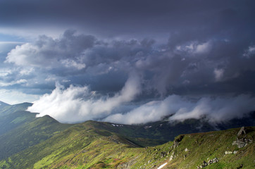 evening mountain plateau landscape (Carpathian, Ukraine)