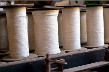 Closeup of weaving thread for the textile industry