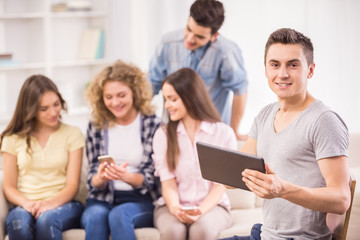 Students with gadgets